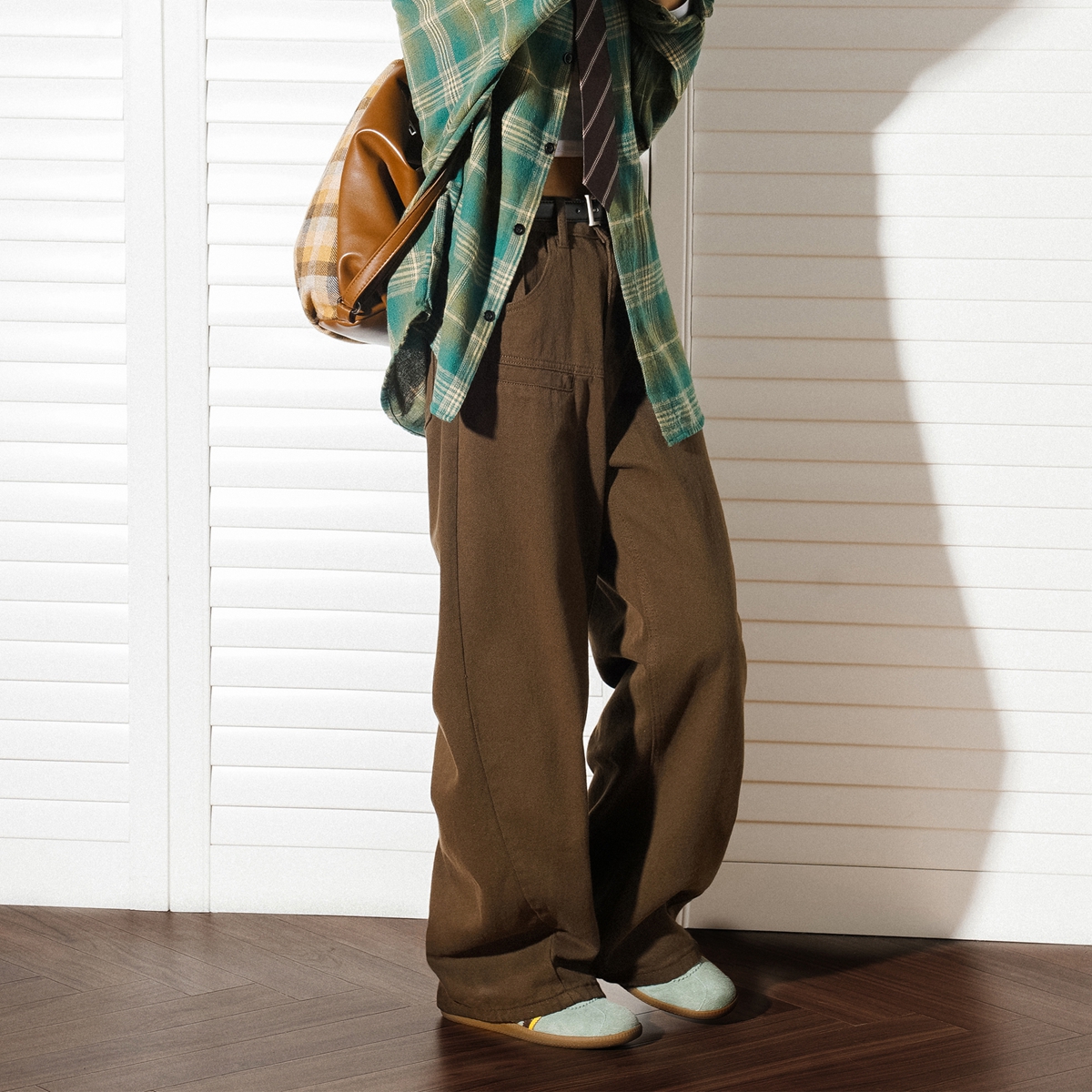 BEETLE TOWN白色直筒显瘦休闲裤女春秋美式cleanfit宽松工装裤潮