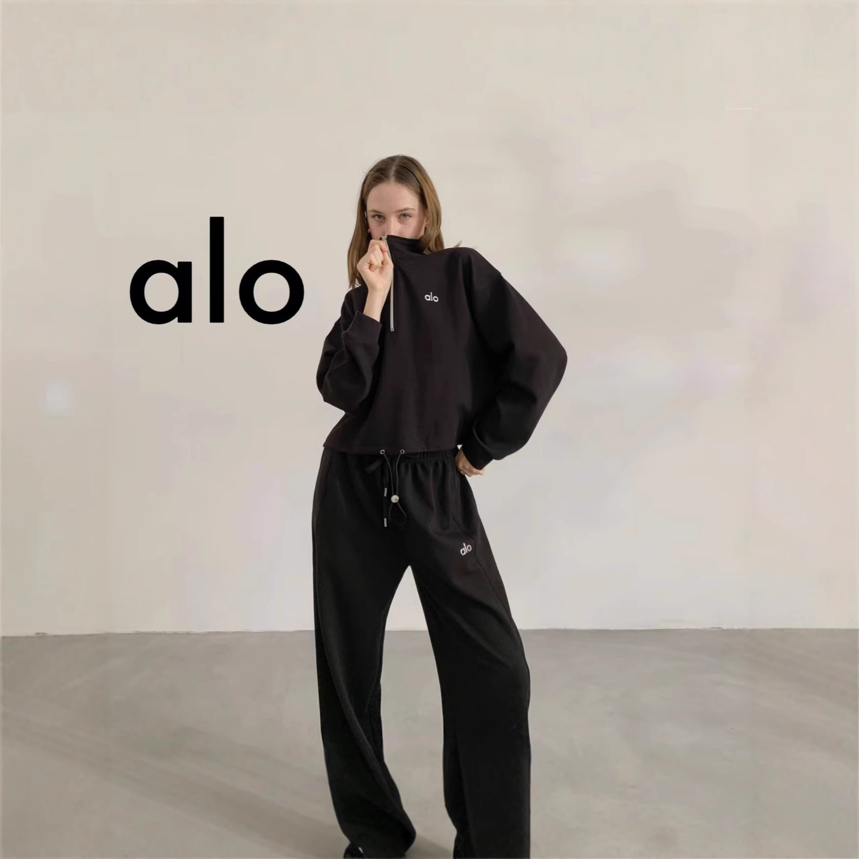 alo_athletica潮流运动秋冬半拉链长袖外套休闲百搭宽松时尚卫衣