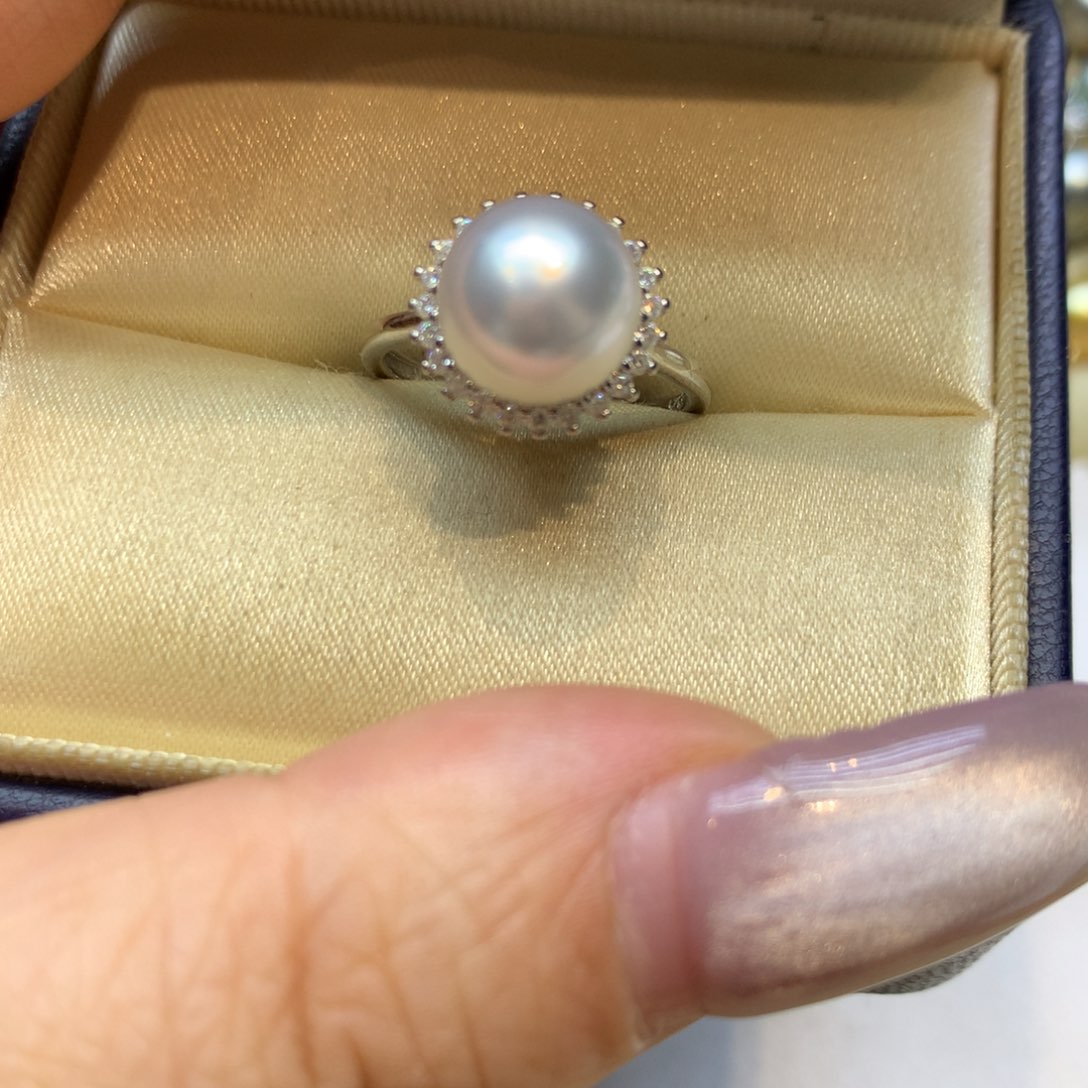 银S925镶嵌戒指海水珍珠