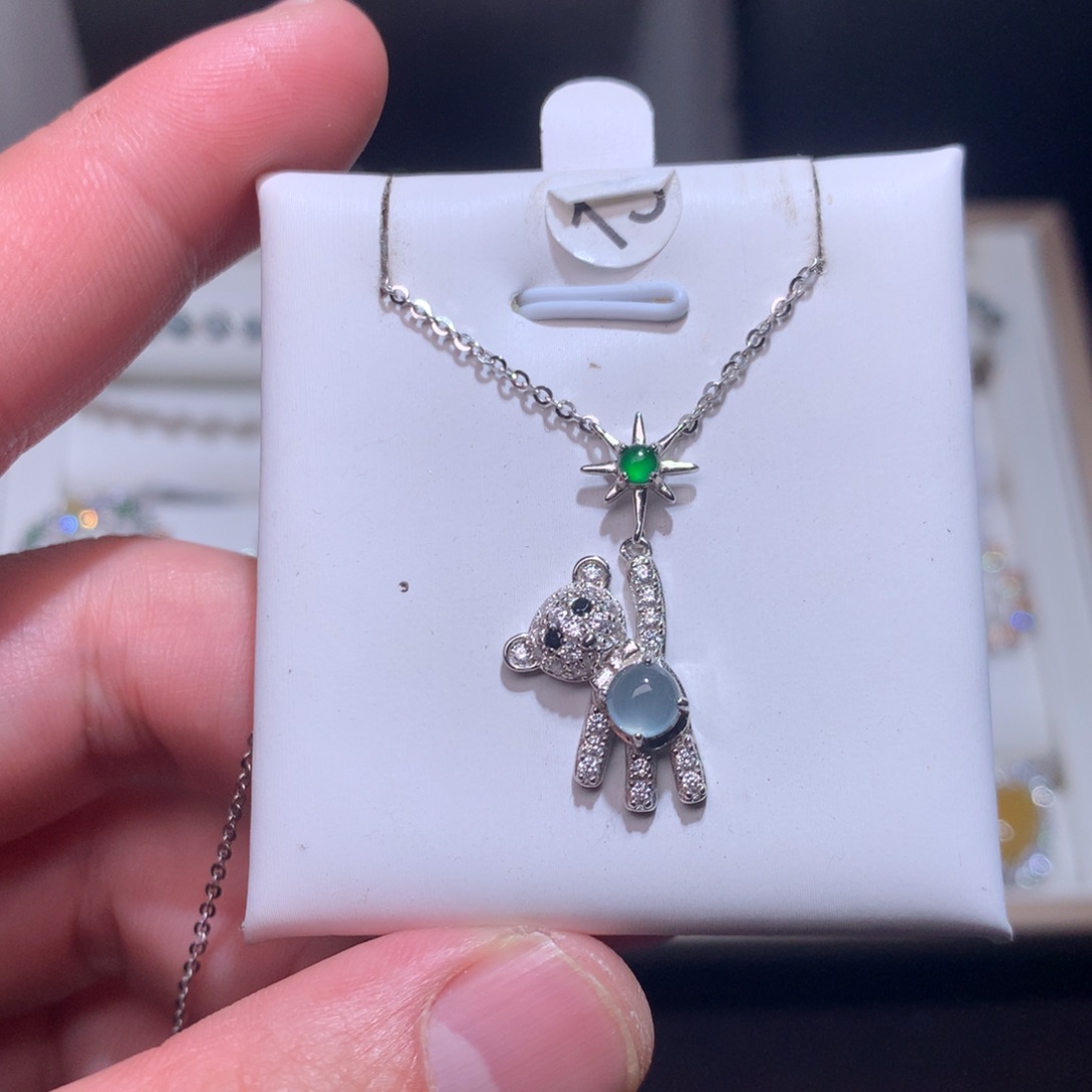 翡翠耳饰银S925镶嵌0014