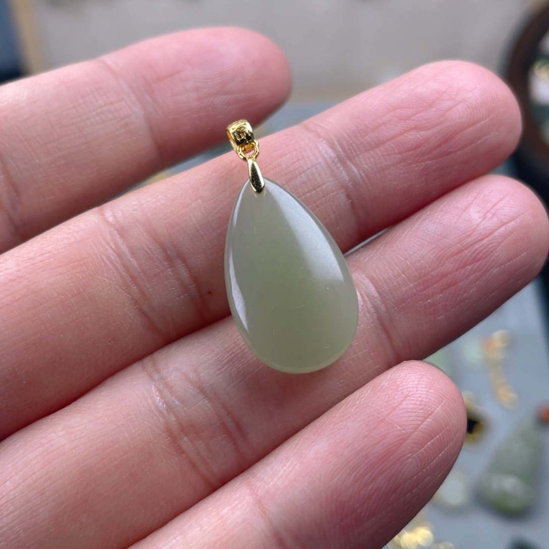 和田玉颈饰银S925镶嵌