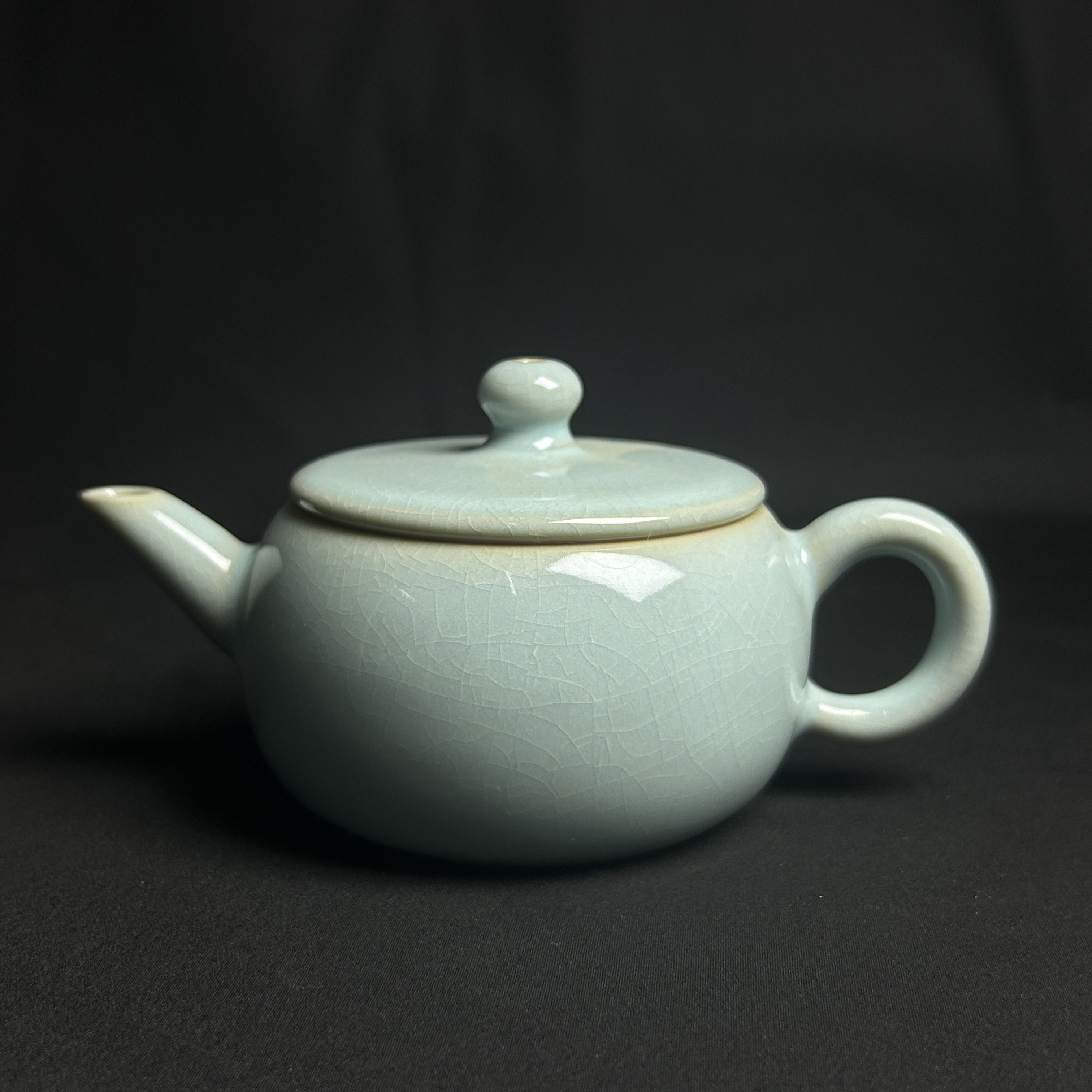 鼓壶天青釉支钉烧满釉汝州汝窑原矿汝瓷家用