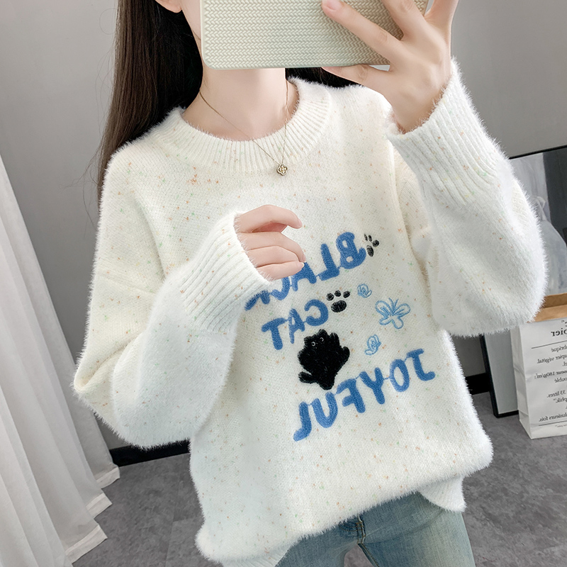 毛衣女秋冬2025学院风可爱百搭宽松初中生高中生学生圆领套头上衣