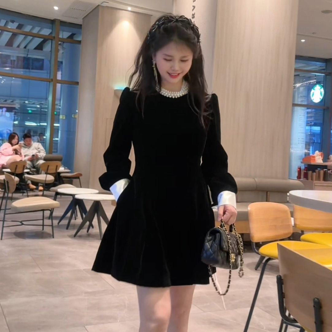 【海南肉丝】3593重工赫本风高级感显瘦连衣裙