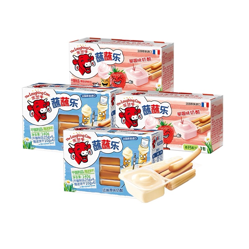 2026.1.14到期 乐芝牛蘸蘸乐奶酪饼干原味140g*2盒+草莓味105g*2