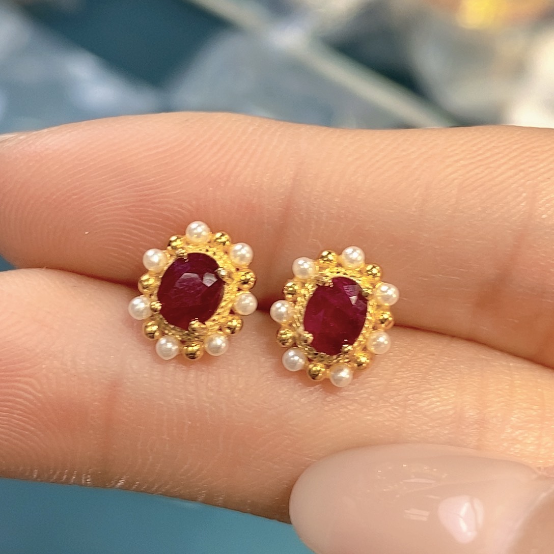 银S925镶嵌耳饰红宝石福利款