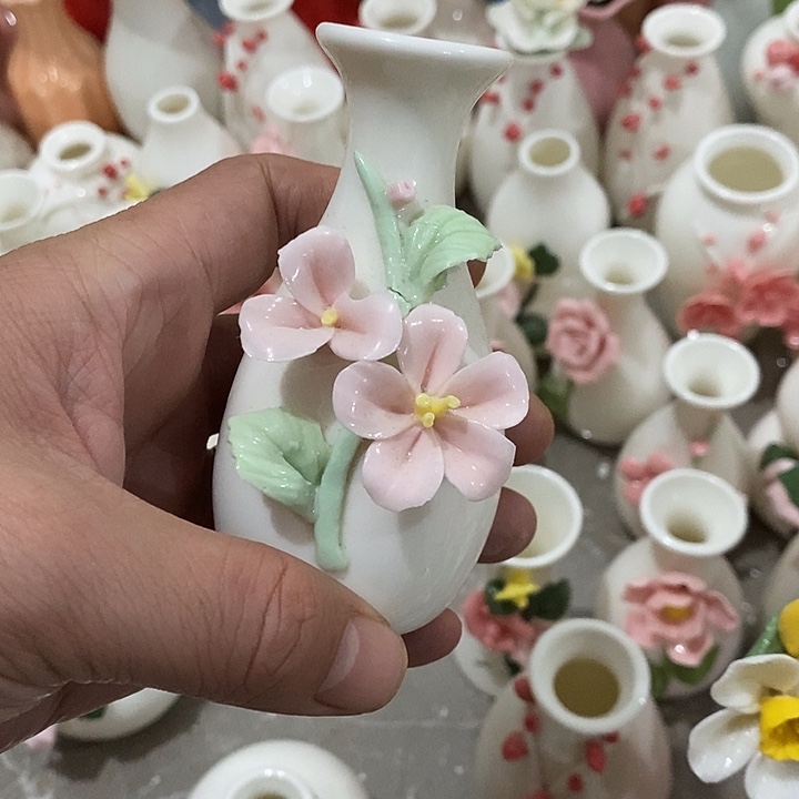 瓷片纯手工陶瓷花摆件瑕