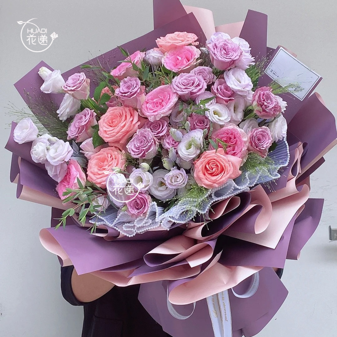 【好运一辈“紫”】24枝玫瑰混搭花束送朋友闺蜜恋人生日见面约会礼物花礼惊喜花同城配送小时达鲜花团购