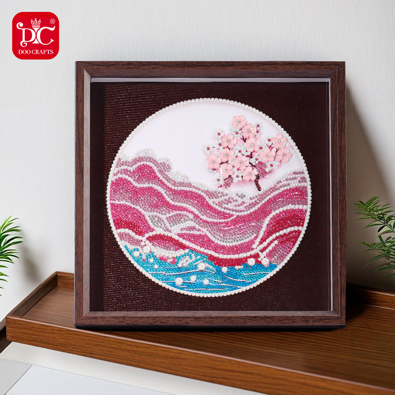 蒂彩DC星海珍藏钻石画半钻新款半贴带框客厅餐厅手工钻石绣摆台