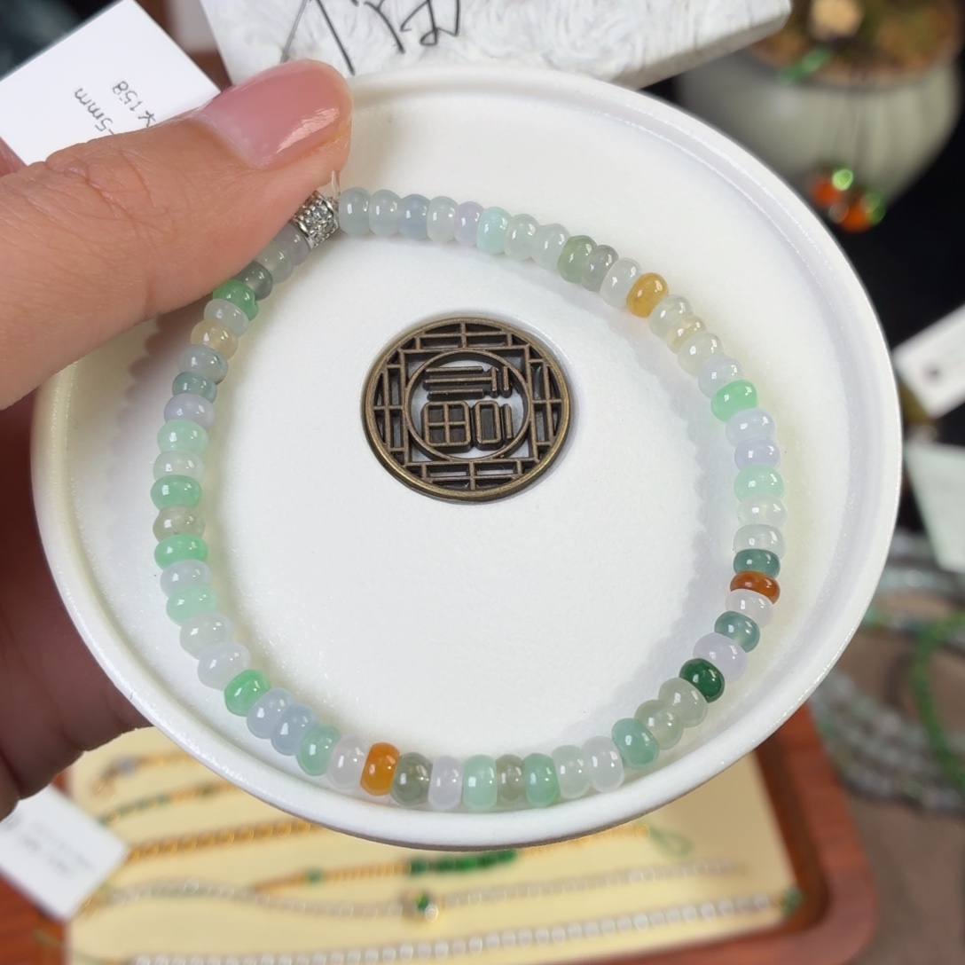 翡翠未镶嵌手串天然翡翠多宝算盘手串