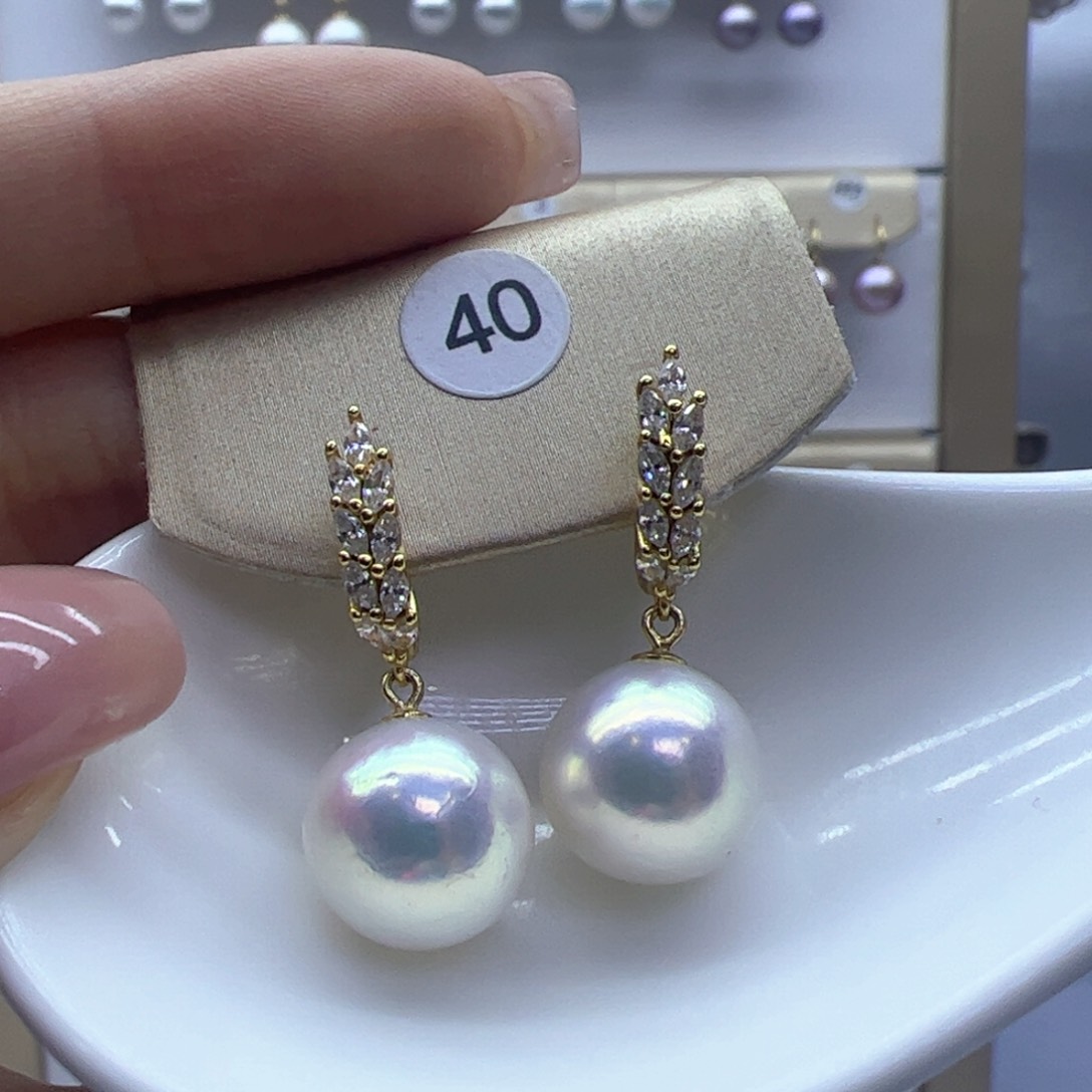淡水珍珠耳饰银S925镶嵌