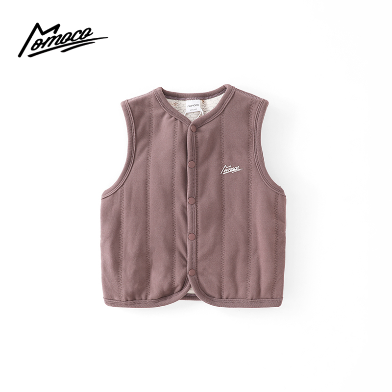 MOMOCO冬季新款男童简约纯色洋气棉马甲75430115010