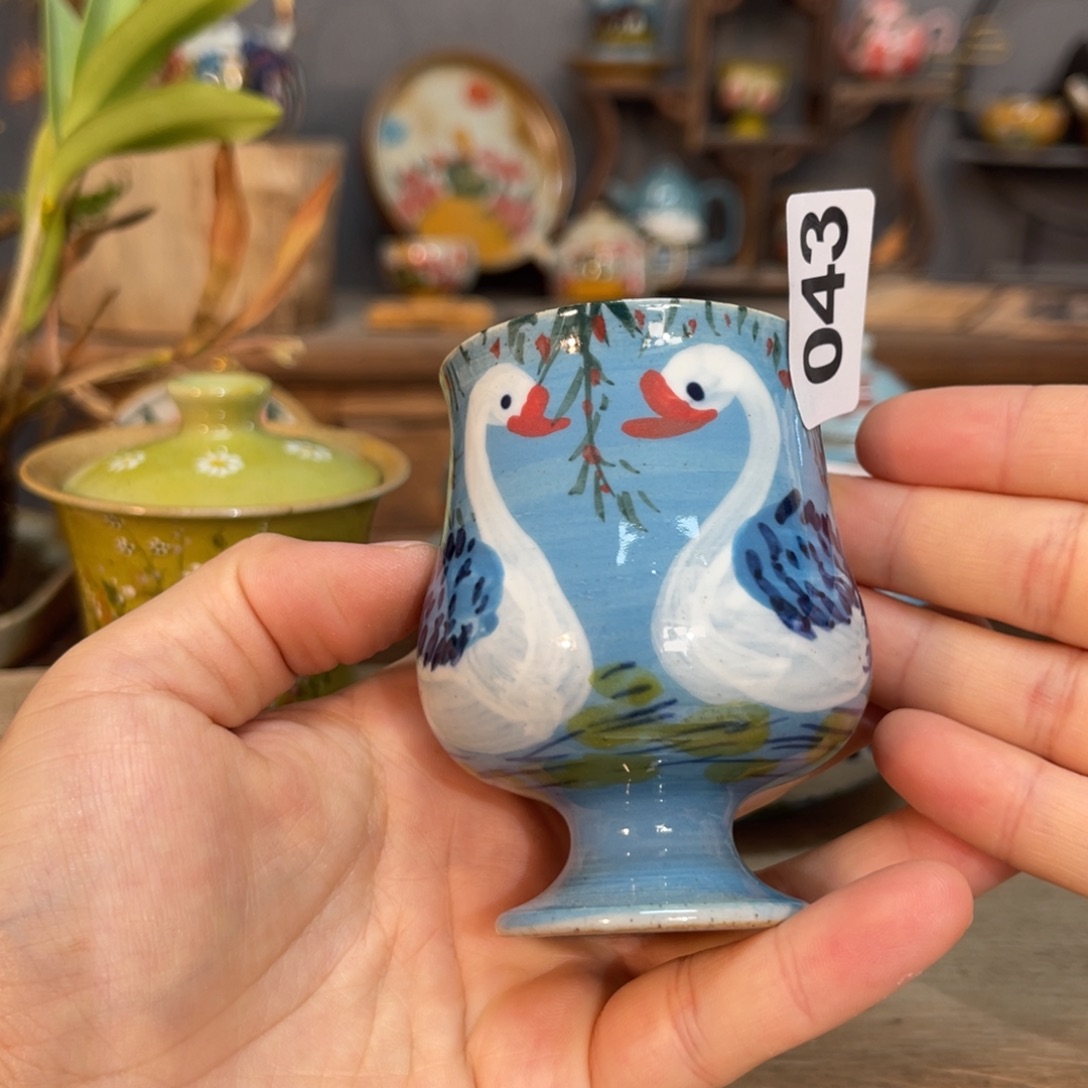 壶素浅陶瓷手工手绘