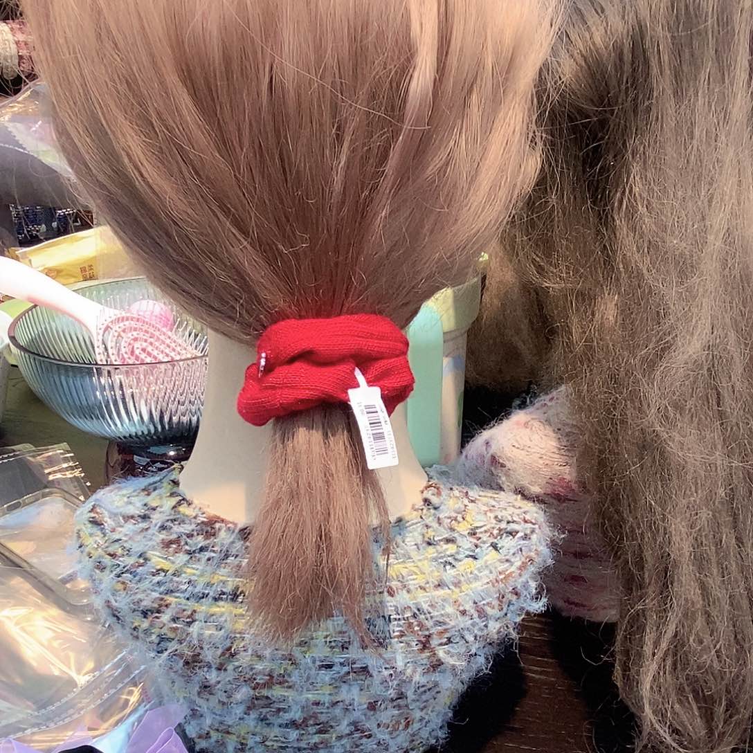 布艺非金属红色毛线小发圈