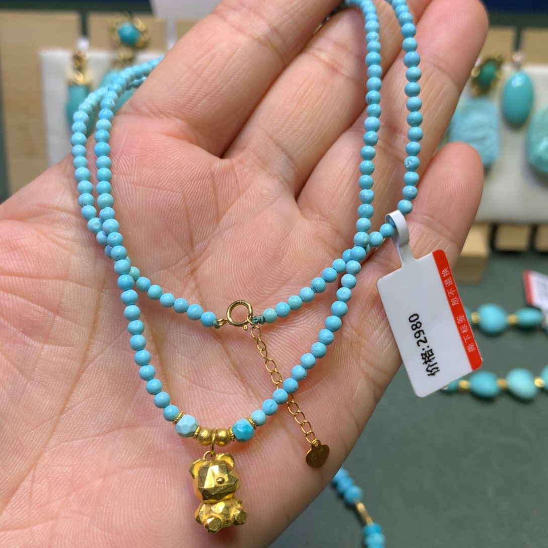 绿松石项链18K金镶嵌