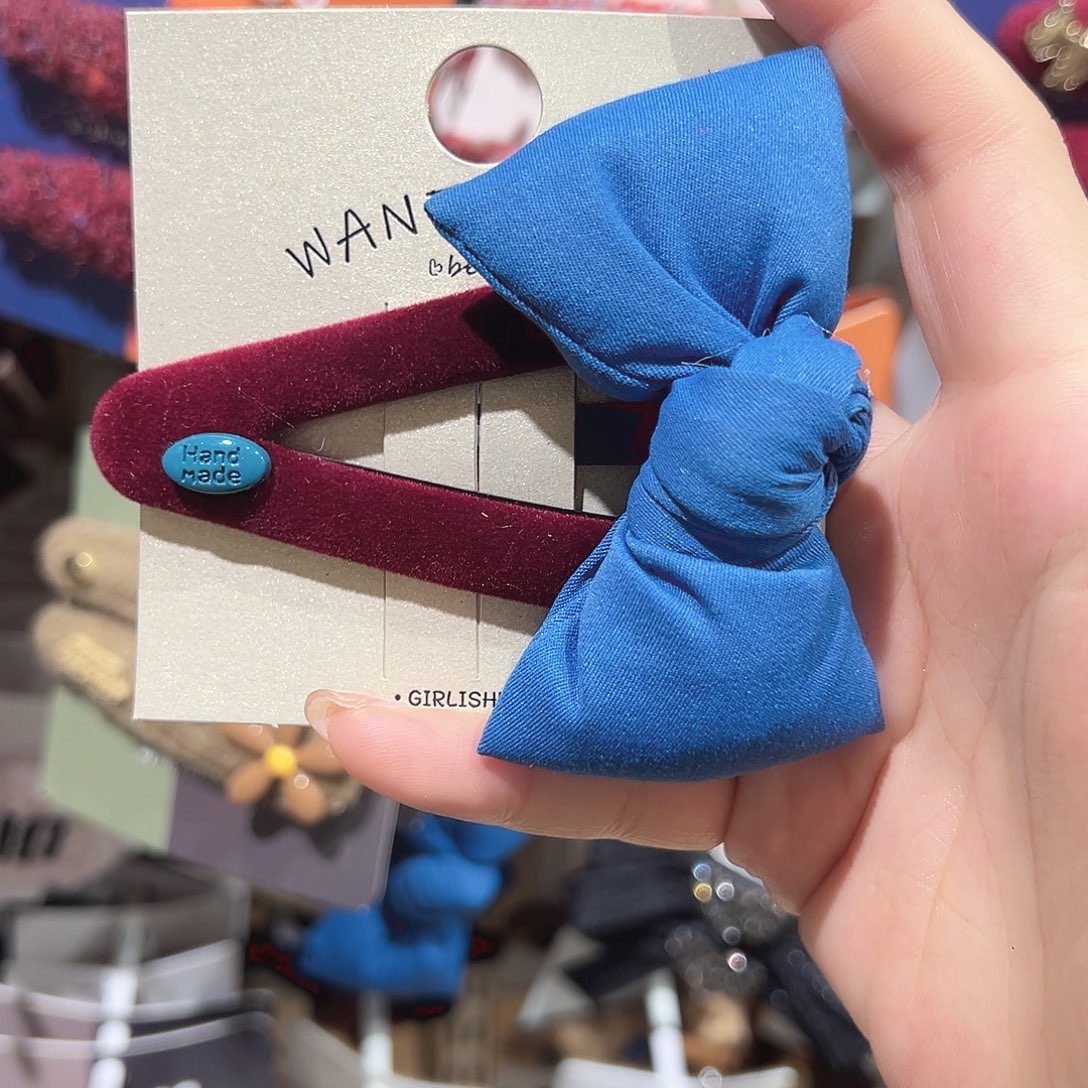 羽毛铁合金蓝色蝴蝶结掰掰夹