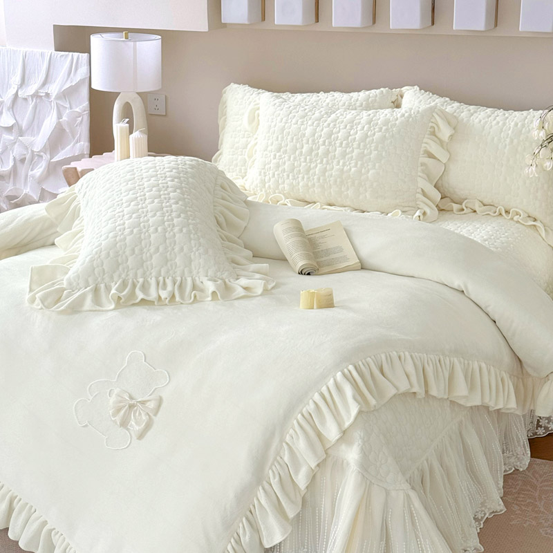 ▲婴儿绒秋冬季保暖【四件套】戴安娜系列家用床裙被套款床品套件