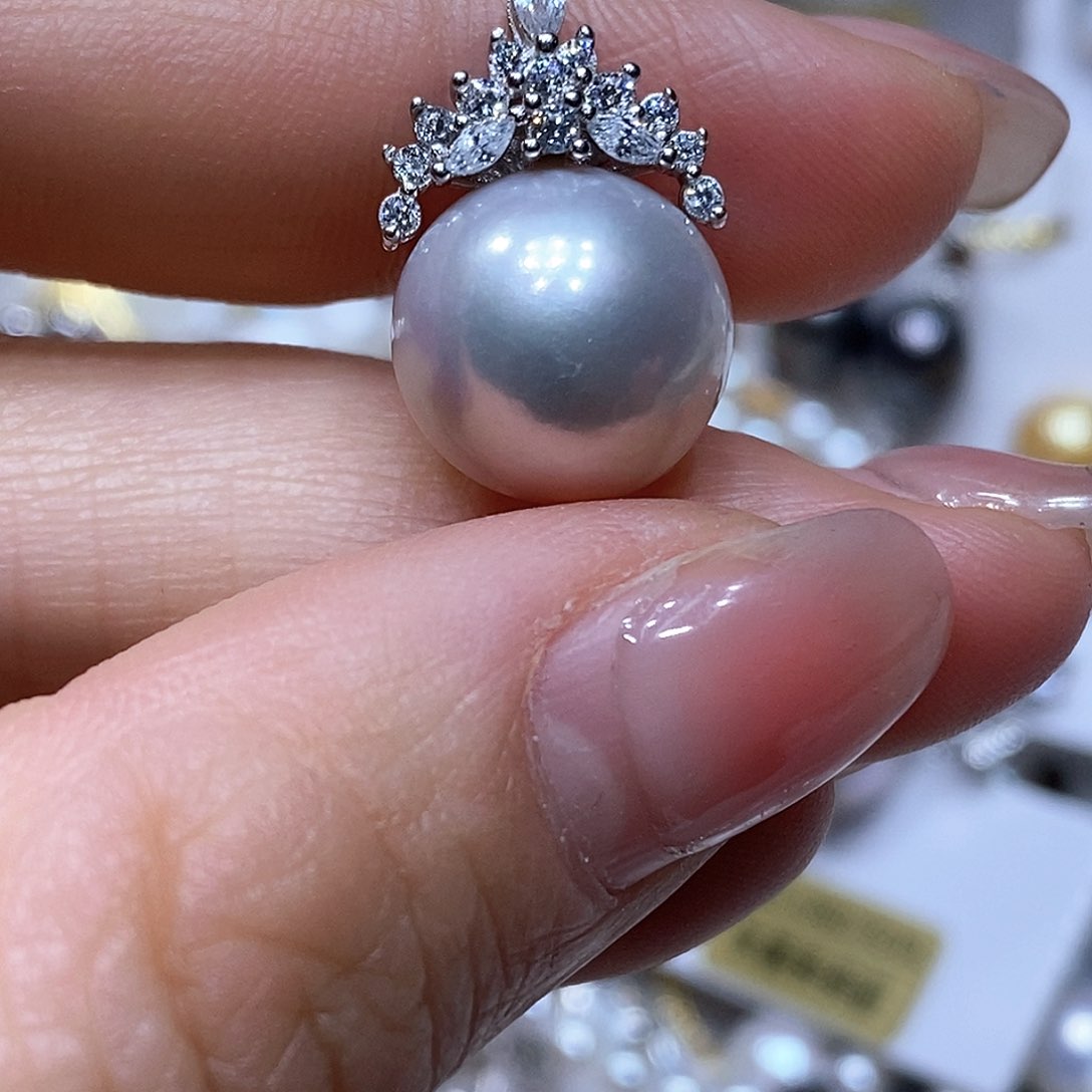 银S925镶嵌淡水珍珠吊坠