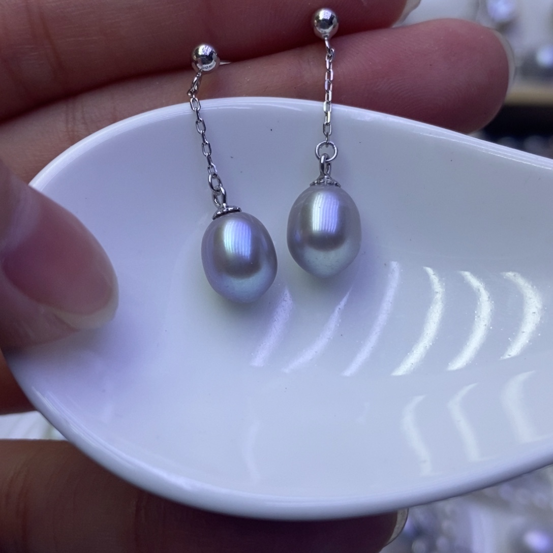 淡水珍珠耳饰银S925镶嵌