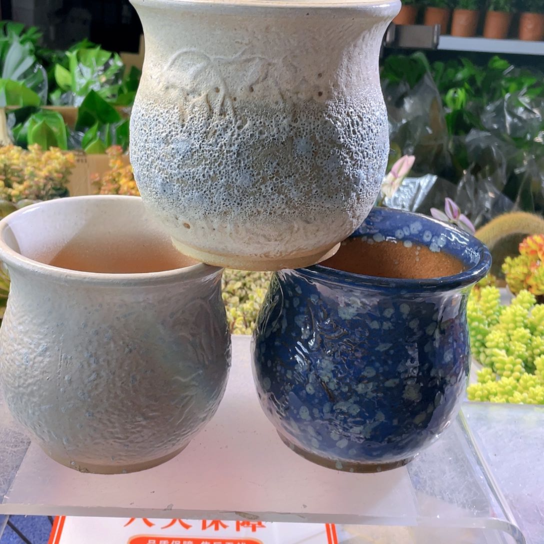 红陶粗陶花盆三个装15.15