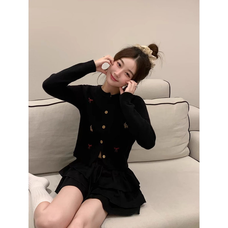 针织开衫女2025新款慵懒风穿搭蝴蝶结温柔小香风秋季上衣早秋秋冬