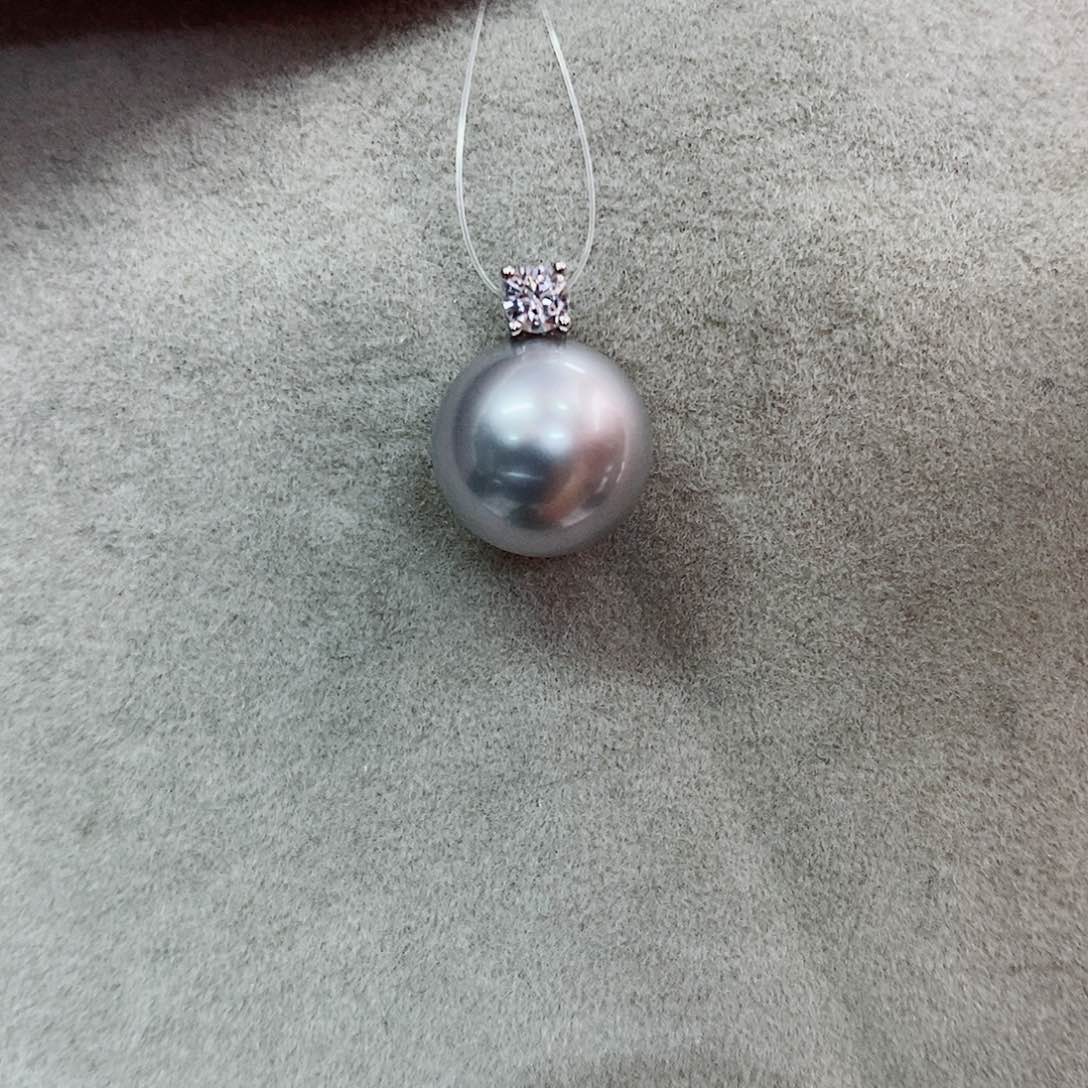 吊坠(不含链)银S925镶嵌海水珍珠10-11