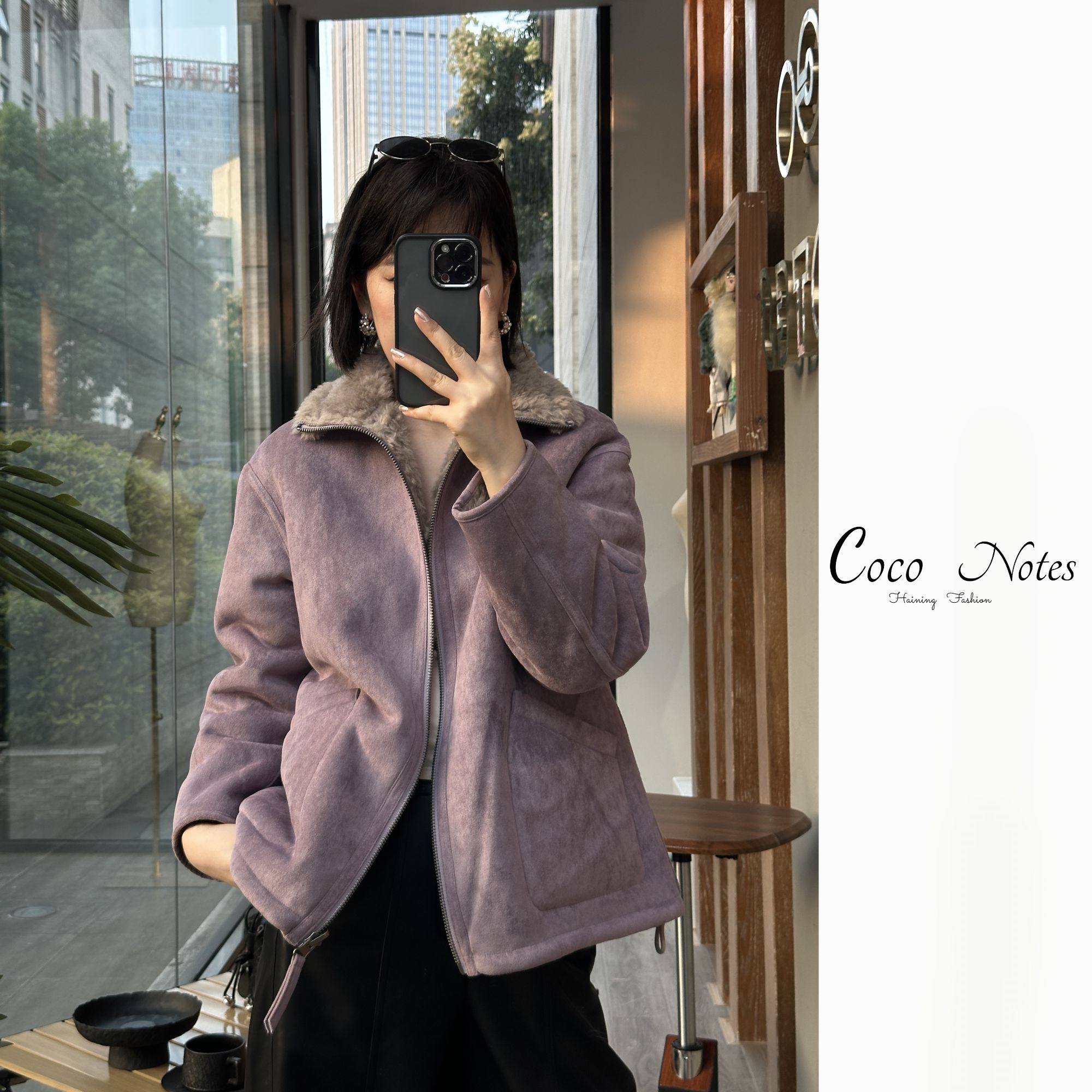 COCO NOTES【热可可】XS888立领复古潮酷美式加厚百搭羊羔毛外套