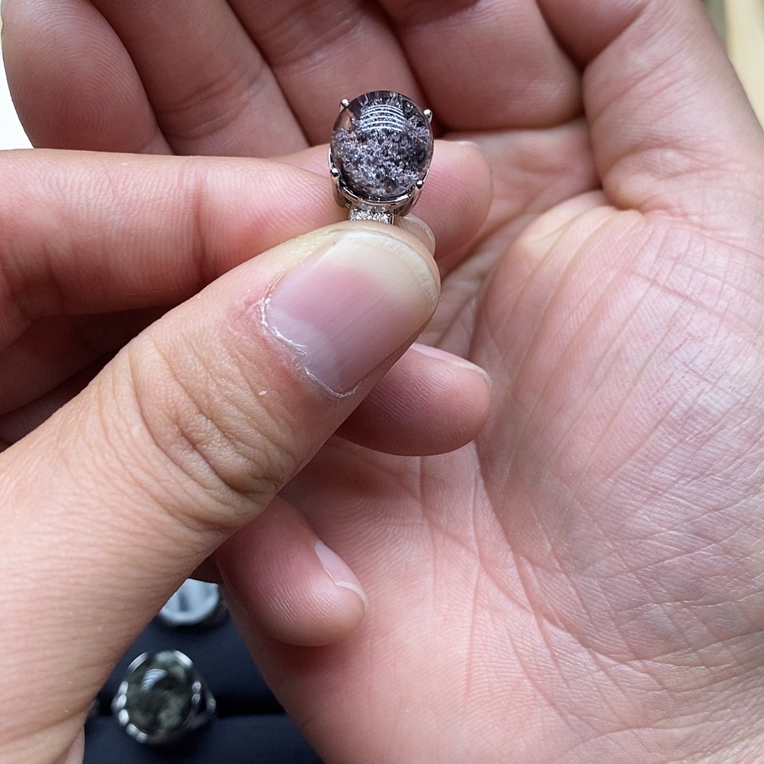 自***吸水晶银S925镶嵌戒指活口