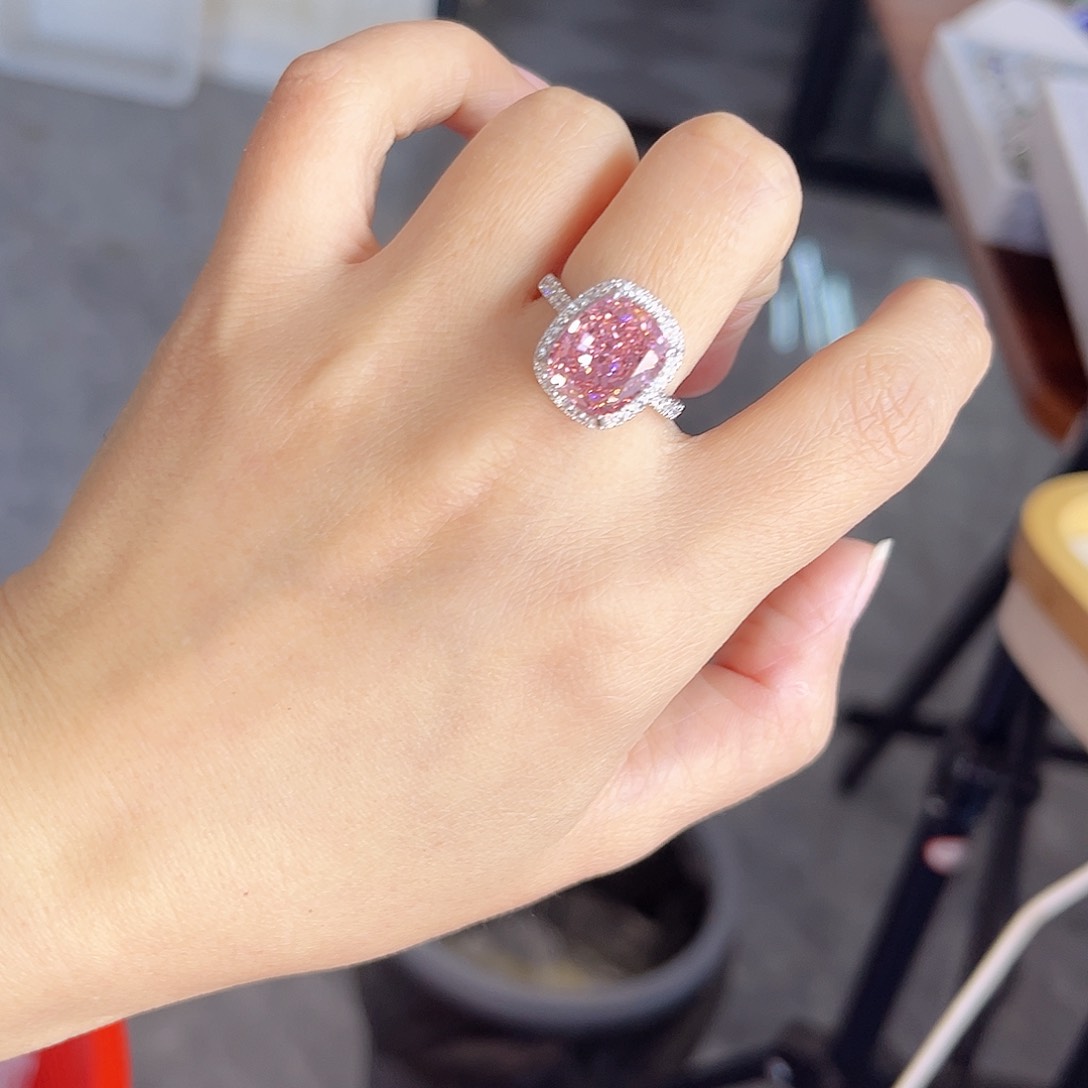 戒指彩色蓝宝石银S925镶嵌