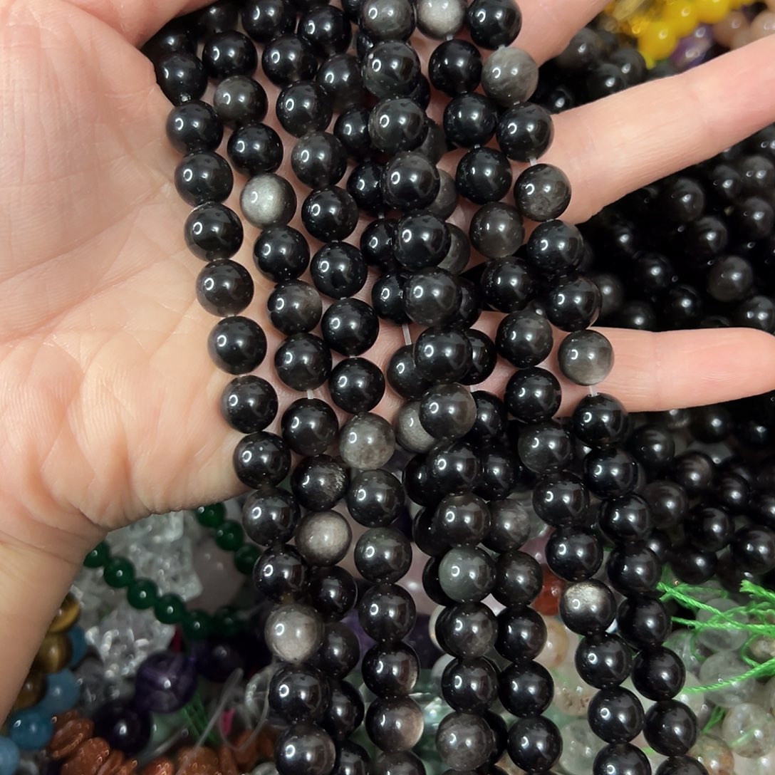 玛瑙/玉髓未镶嵌珠宝半成品，卡8银耀石一条