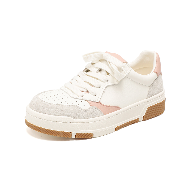 39425-1春鞋时尚牛皮德训鞋女板鞋百搭厚底低帮休闲鞋系带小白鞋