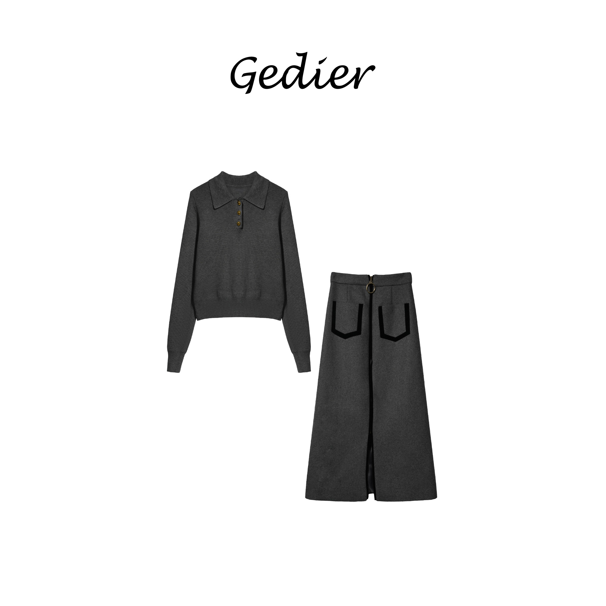 【歌蒂尔Gedier】冬装气质百搭设计感简约休闲新款套装 DGF50270Y