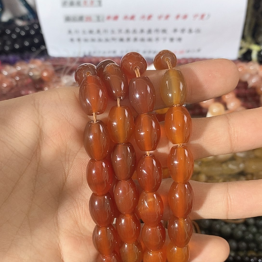 玛瑙/玉髓珠宝半成品未镶嵌一条天然14X10mm红玛瑙桶珠