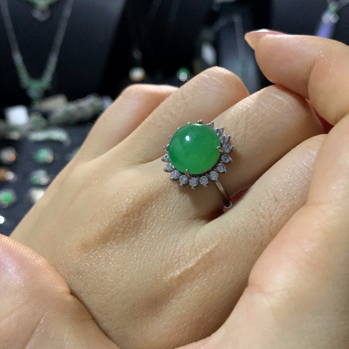 翡翠银S925镶嵌戒指