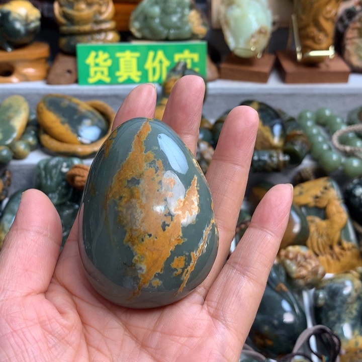 岫岩河磨玉（透闪石质玉）未镶嵌手把件古*