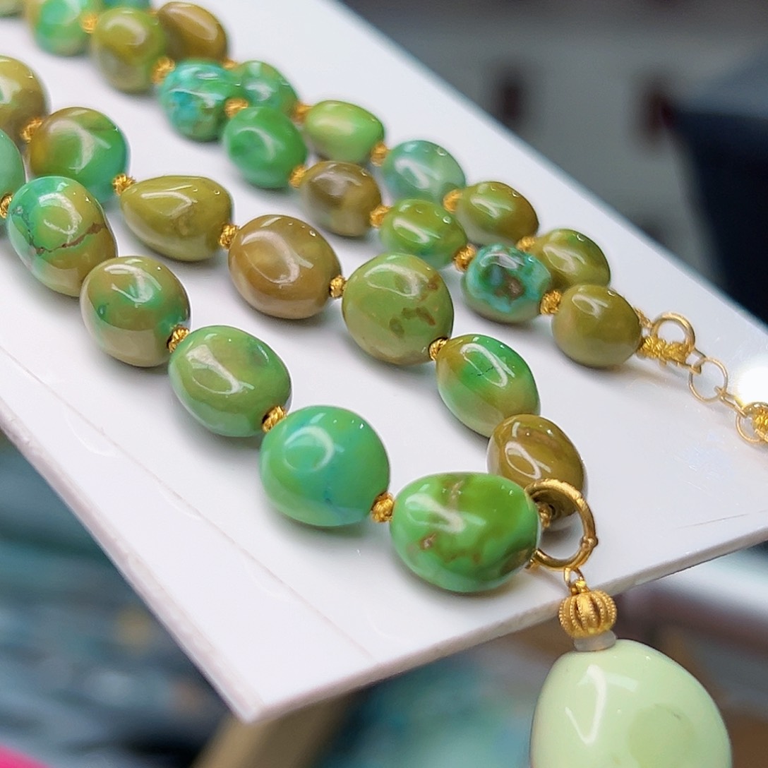 绿松石珠宝奇石18K金镶嵌