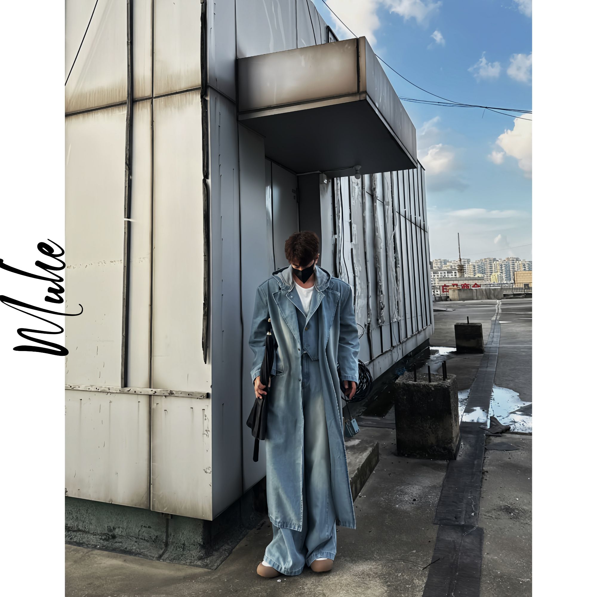 MUHE 设计款马甲假两件连帽款设计牛仔情侣大衣！1111