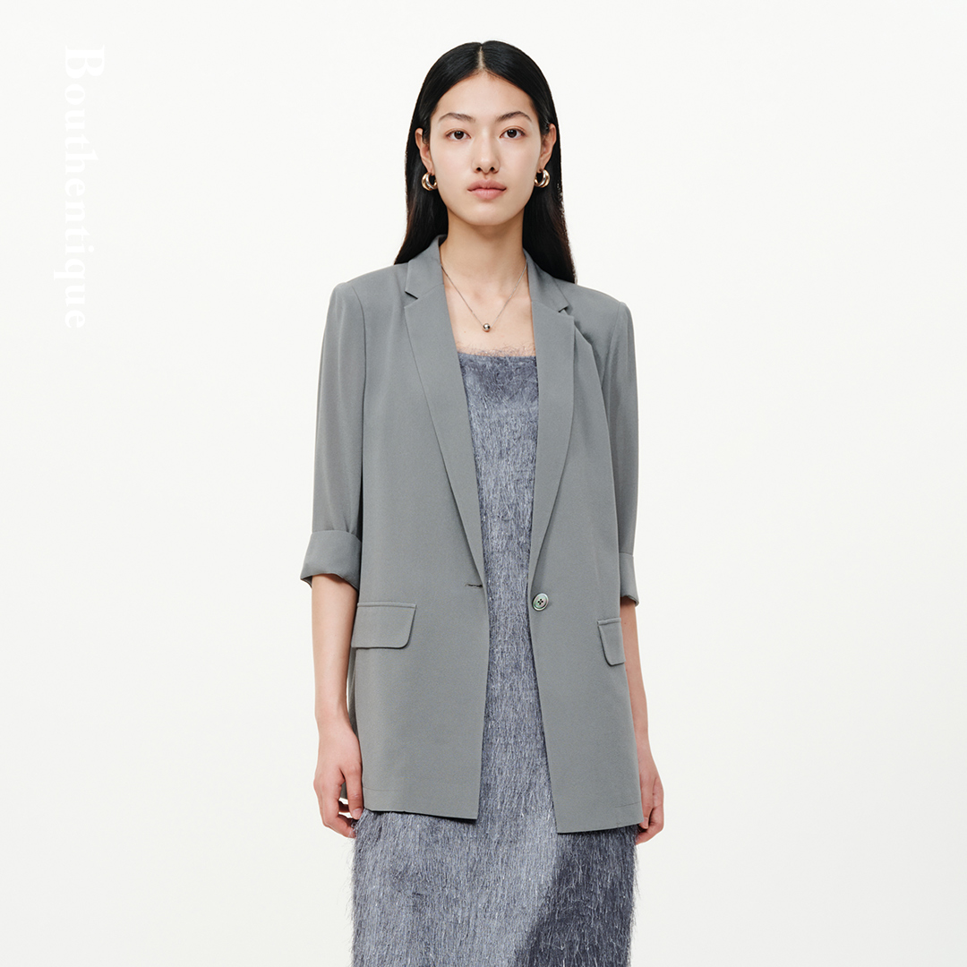 【粉丝专享】Bouthentique6A级真丝鬼绉平驳领型单西224231J1S24