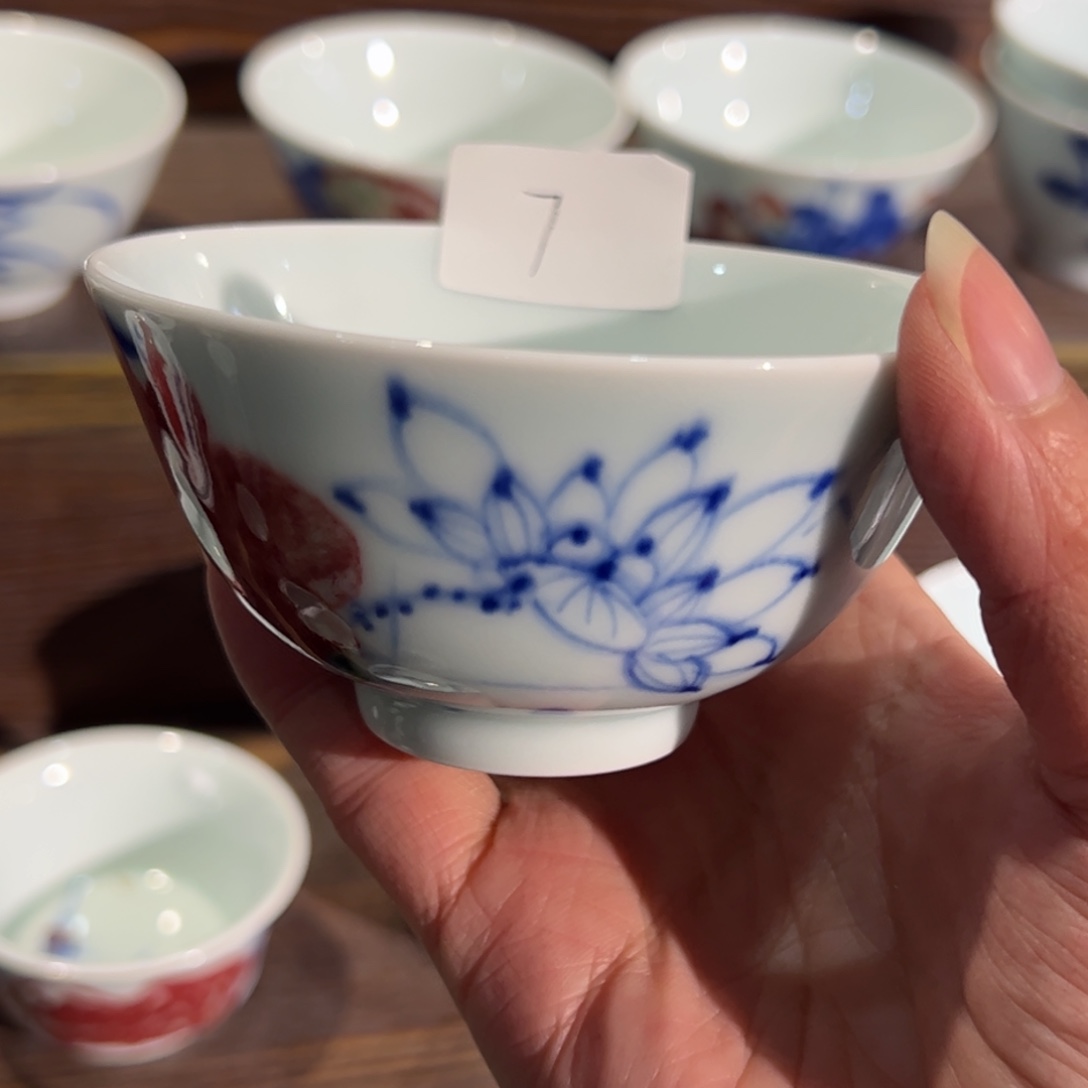 杯原矿青花釉里红瓷器