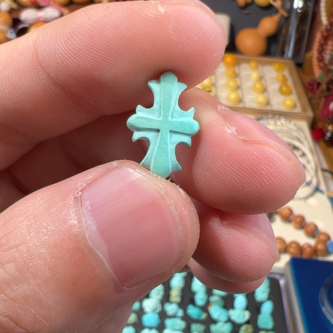 绿松石未镶嵌配饰克罗心，可做耳饰，可做提溜侧挂15.8×10.4