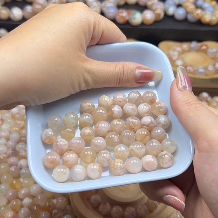 玛瑙/玉髓未镶嵌手链粉色10mm 一份