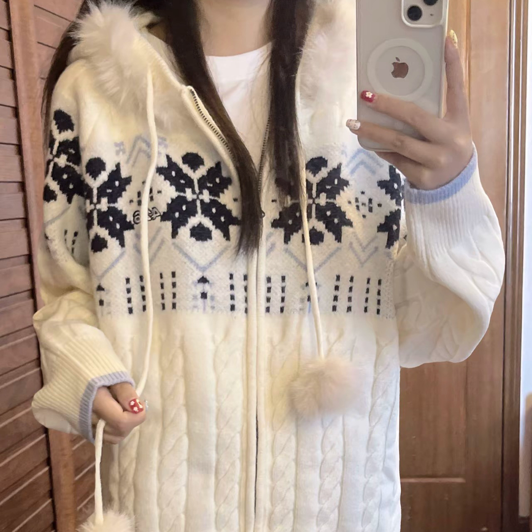 66家高级慵懒连帽毛领费尔岛毛衣