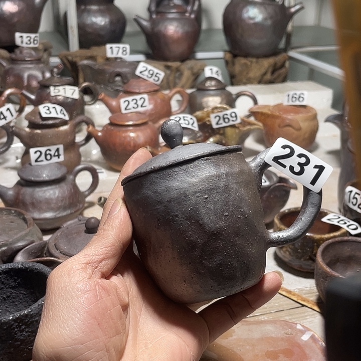 纯手工捏制柴烧茶具