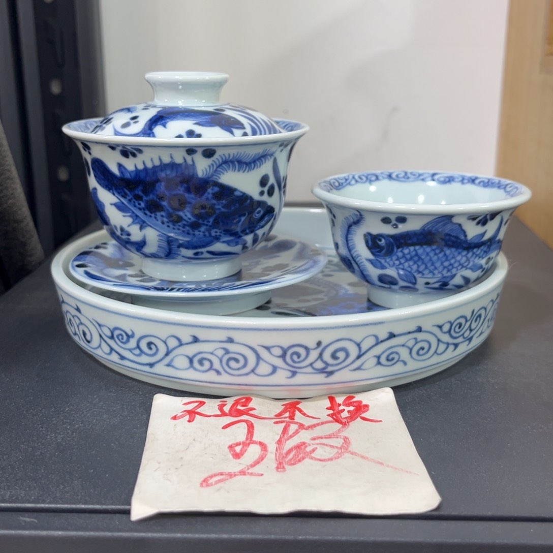 手绘仿元鱼藻四件套