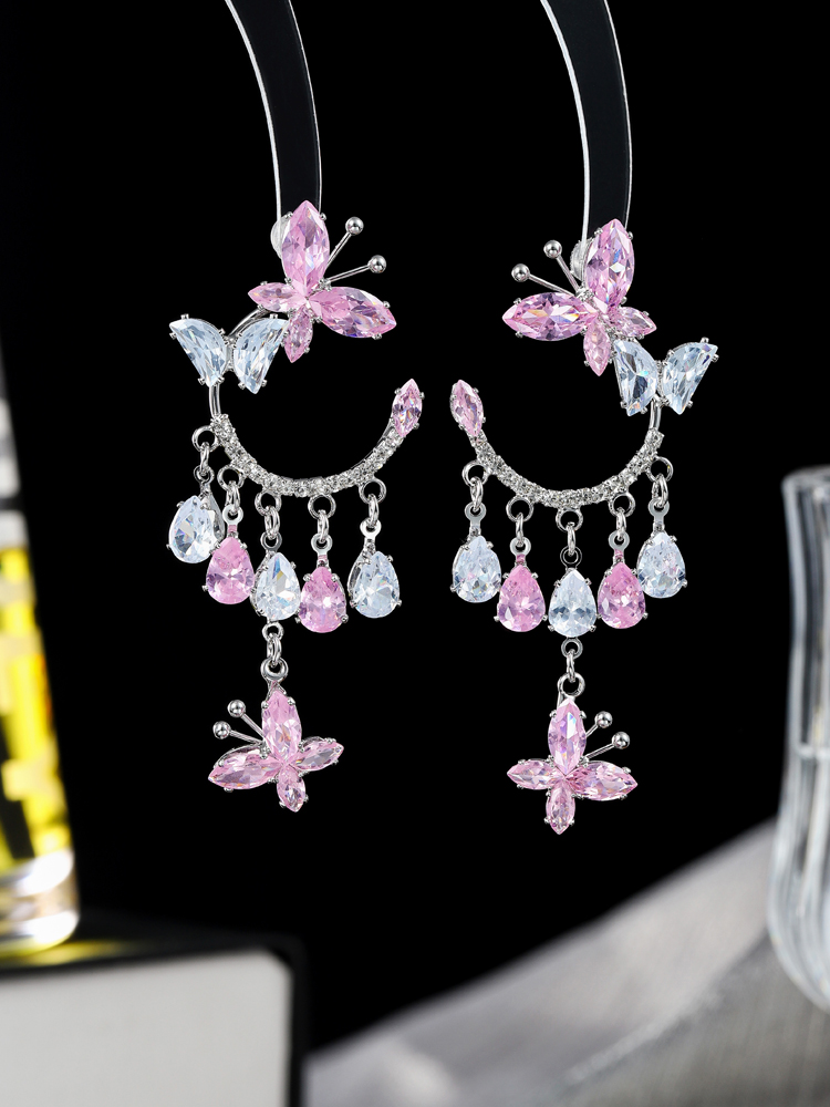 铜合金合成锆石耳饰 直播过款花花主播相应款式耳环项链新款爆款