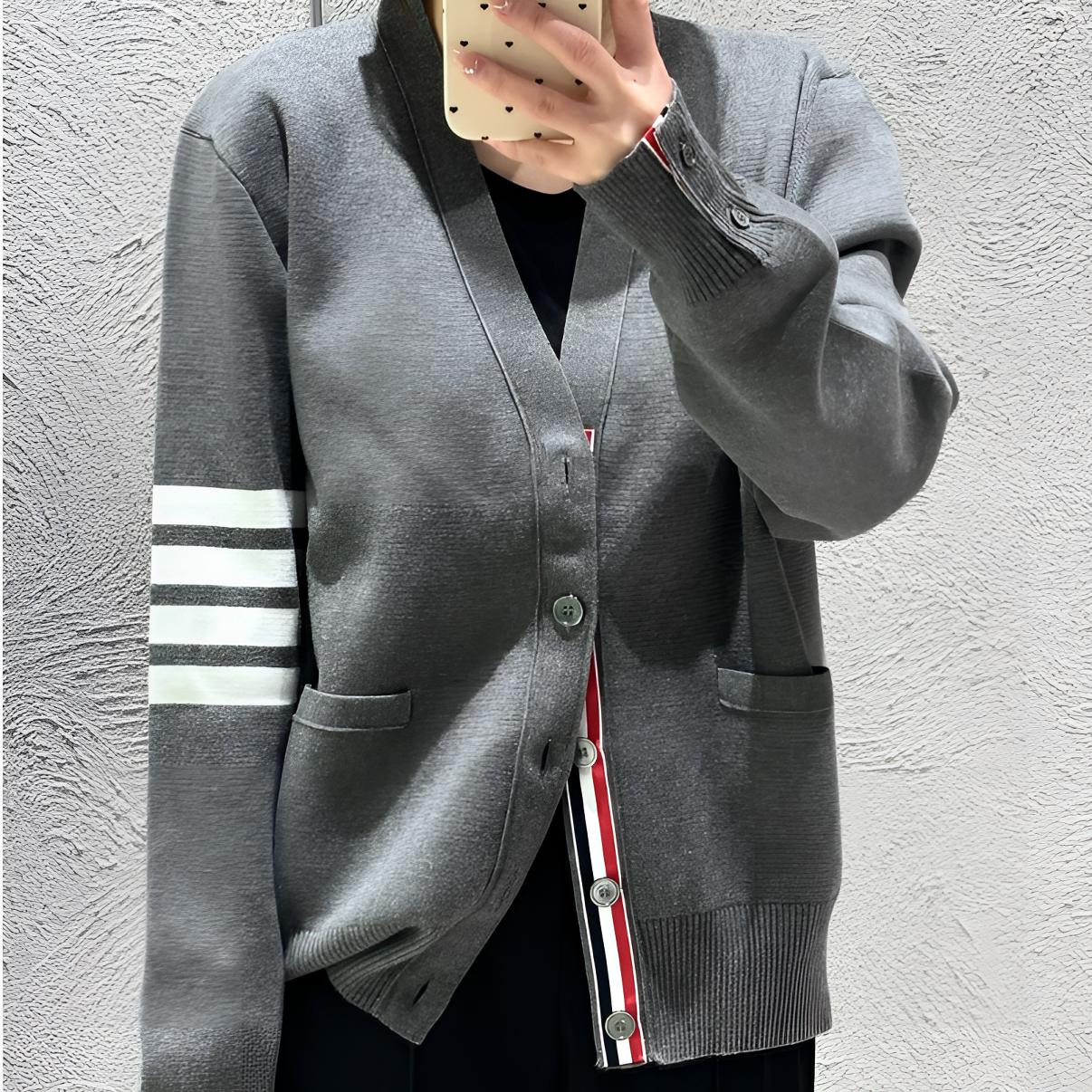 99新 THOMBROWNE 250801/0码/经典条纹饰针织开衫外套