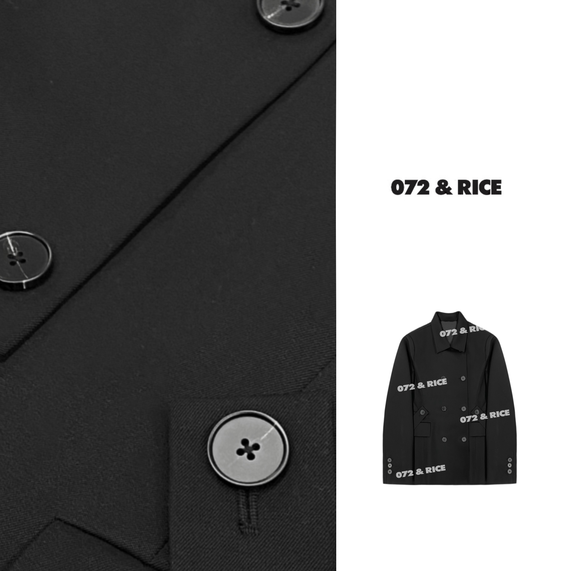 072 & RICE【时光】绵羊毛 春季休闲翻领双排扣西装外套 32XB69