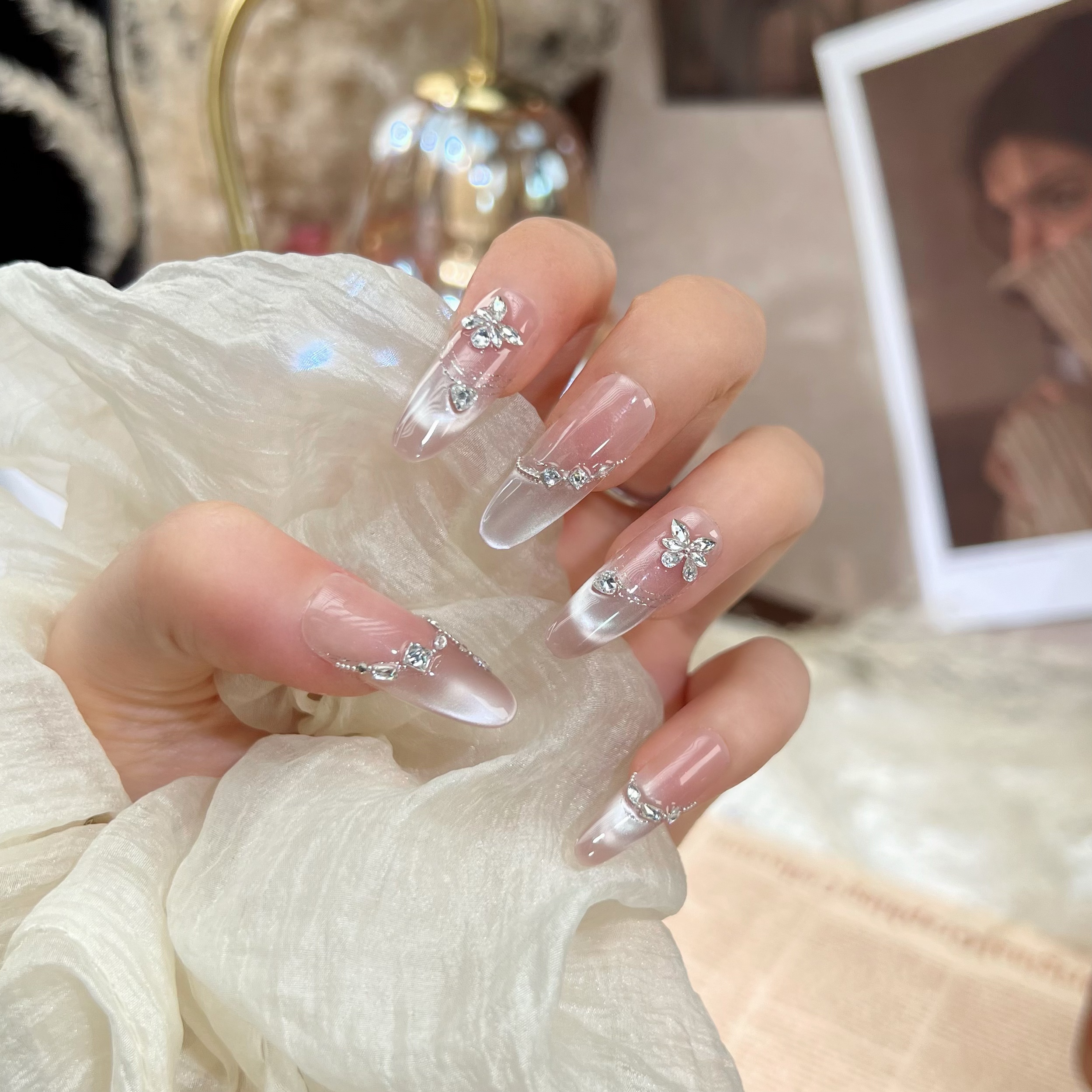 【星河蝶舞】轻奢高级感显白纯手工穿戴甲穿戴光疗甲秋冬必备纯欲