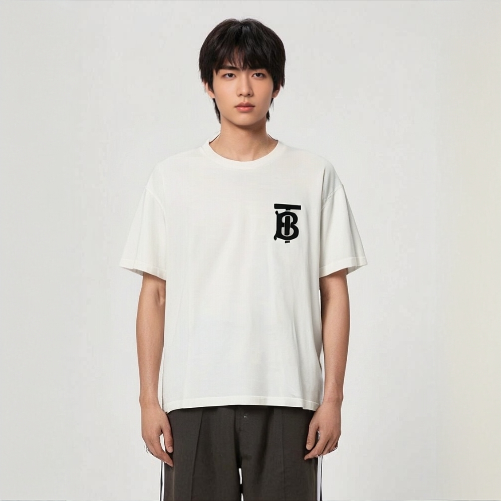 99新 BURBERRY/博柏利 15848183 胶印logo圆领短袖T恤 白色 XS码