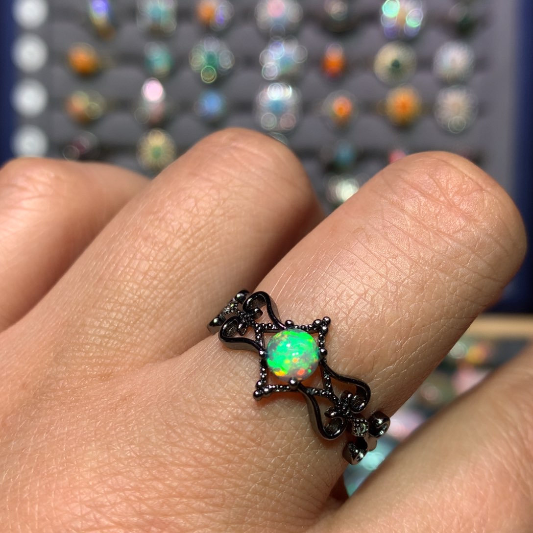 欧泊戒指款式银S925镶嵌